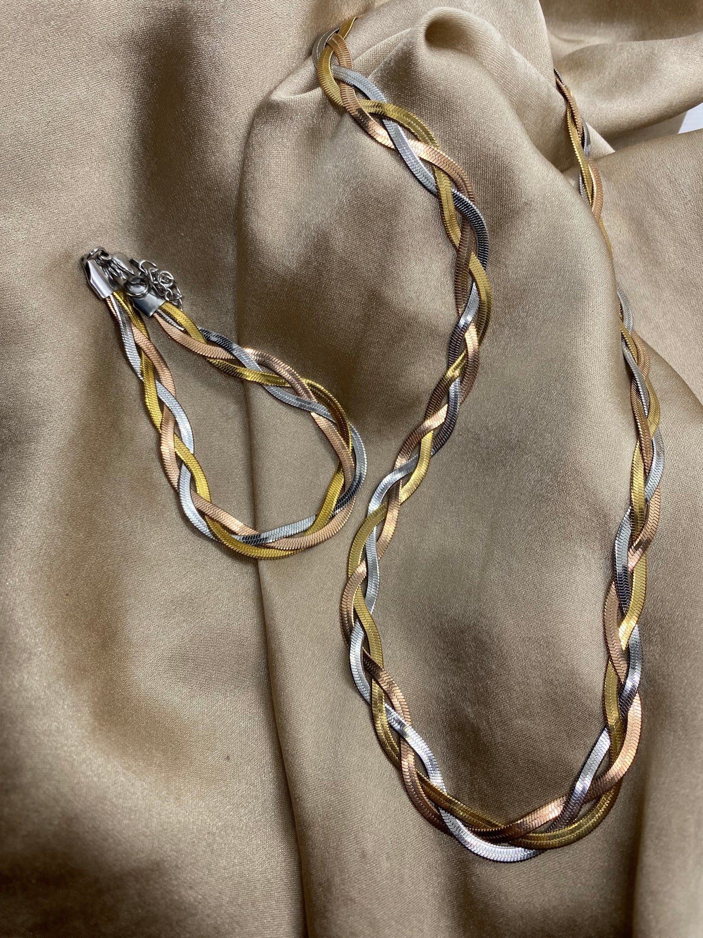 Schmuck-Set „Trinity“ - Kette & Armband aus Edelstahl Flechtoptik